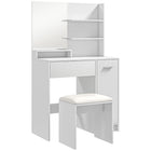 HOMCOM - Coiffeuse avec tabouret - 31,5 po L x 15,7 po l x 52 po H - blanc-La coiffeuse comprend un miroir sans cuivre pour des reflets sans distorsion 