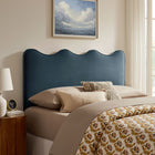 Modway - Athena Velours de performance résistant aux taches Tête de lit Queen size, Bleu Cadet-Rembourrage en mousse dense