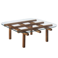 Modway - Isby 35 pouces Verre trempé Table basse - Noyer-Table basse carrée de 35 pouces