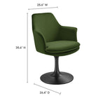 Modway - Lippa Salle à manger pivotante Performance Velvet Fauteuil - Vert mousse noire-Fauteuil de salle à manger avec base de piédestal