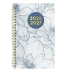 Blueline - Agenda Scolaire Hebdomadaire/Mensuel - 8 po H x 5 po l - Motif Floral - Bilingue-Reliure à double spirale dorée, couverture en poly épaisse