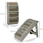 PawHut - Escalier pour chien pliable portable à 4 niveaux - gris-Marche sécurisée et stable pour les animaux grâce à la rampe latérale intégrée et aux tapis antidérapants 
