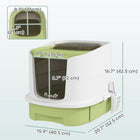 PawHut - Bac à litière pour chat à tiroir 15,9 po l x 20,7 po P x 16,7 po H - vert-Couvercle amovible et tiroir coulissant pour un nettoyage facile 
