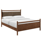 Modway - Leni King Size Cuir et bois véganes Cadre de lit à plateforme jumelée - Noyer-Lit plateforme king size