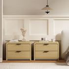 Manhattan Comfort - Ensemble de 2 tables de nuit modernes Grace 28" - chêne naturel et noir-Comprend 2 tiroirs avec extension de 0,75