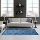 Modway - Frame Treillis marocain de transition Tapis de 5 pi l x 8 pi L - Bleu marocain et bleu clair-Protéger les planchers de la circulation ou des meubles
