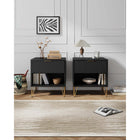 Manhattan Comfort - Ensemble de 2 tables de chevet modernes DUMBO 20,07" à 1 tiroir - Noir-Comprend 1 tiroir à extension totale avec tiroir supérieur au design à rainures verticales