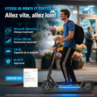 Gyrocopters - Trottinette électrique FlashX pour adultes et adolescents - Vitesse 32 km/h - Autonomie 32 km - Application - Noir-Équipé d'une batterie lithium-ion de 36 V et 7,8 Ah, le FlashX offre une autonomie stable de 32 km avec une seule charge, ce qui est idéal pour se rendre à l'école ou au travail, ou pour partir à l'aventure le week-end