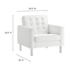 Modway - Loft Touffe Cuir végane Fauteuil - Blanc argenté-Rembourrage en cuir végane