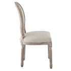 Modway - Arise Français vintage Tissu rembourré Fauteuil d’appoint de salle à manger Ensemble de 2 - Beige-Cadre en bois massif cannelé