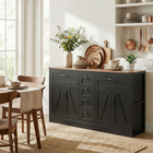 HOMCOM - Buffet de style ferme 55 po avec portes de grange et tiroirs - noir-Personnalisez votre espace avec des étagères réglables sur trois niveaux pour les grandes casseroles 