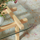 Modway - Isby 35 pouces Verre trempé Table basse - Chêne-Coins arrondis