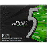 Wrigley – Gomme à mâcher 5 Rain à la menthe verte, 1 paquet de 15 bâtons-Gomme à mâcher sans sucre à la menthe verte