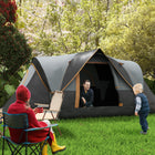 Outsunny - Tente de camping extérieure 5-6 personnes avec crochet pour éclairage, sac de transport, gris et noir-Le design en filet vous protège des éléments gênants  