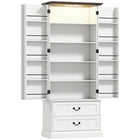 HOMCOM - Armoire de cuisine 72 po avec éclairage DEL et étagères de porte - blanc-La lumière LED à détecteur de mouvement offre trois modes de détection avec une luminosité et une température de couleur réglables 