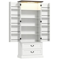HOMCOM - Armoire de cuisine 72 po avec éclairage DEL et étagères de porte - blanc-La lumière LED à détecteur de mouvement offre trois modes de détection avec une luminosité et une température de couleur réglables 