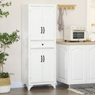HOMCOM - Armoire de cuisine 67 po avec portes et étagères - blanc-Étagère à quatre niveaux à l'intérieur d'une armoire à deux portes pour maximiser l'espace de rangement vertical 