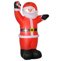 HOMCOM - Décoration de pelouse gonflable éclairée d'extérieur de 8 pieds de haut pour Noël - Père Noël - Rouge-Père Noël gonflable de 8 pieds de haut avec canne en bonbon  