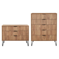 Manhattan Comfort - Dumbo commode moderne et commode haute à 5 tiroirs - brun doré - ensemble de 2-Commode de chambre moderne-contemporaine avec une touche de glamour comprenant une commode standard et une commode haute