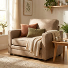 HOMCOM - Fauteuil d’appoint effet velours avec large assise pour salon - brun-Le tissu effet velours rend ce fauteuil doux, douillet et confortable pour un usage quotidien    
