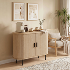 HOMCOM - buffet de style ferme 39,4 po avec portes tambour courbées - bois naturel-Fabriqué en panneau de particules solide et MDF avec une finition en mélamine facile à nettoyer