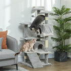PawHut - Arbre à chat 53 po - grand meuble condo - gris-Fabriqué en panneau de particules solide 