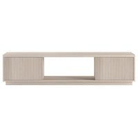 Hudson&Canal - Meuble TV Dorian pour téléviseurs jusqu'à 78" - Blanc aulne-Un design contemporain moderne peut accueillir des téléviseurs jusqu'à 78 pouces pour votre espace de divertissement