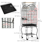 PawHut - Grande cage pour perroquet 60 po H avec dessus ouvrable, étagère de rangement - noir-Plateau inférieur amovible pour un nettoyage facile 