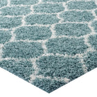 Modway - Solvea Treillis marocain Tapis 5 pi l x 8 pi L Shag Area - Bleu aqua et ivoire-Haute densité / Tissé à la machine