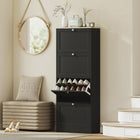 HOMCOM - Armoire à chaussures avec 4 tiroirs basculants et étagères réglables - noir-Le plateau supérieur offre un espace supplémentaire pour l'exposition et le rangement 