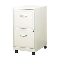 Hirsh Industries - Classeur vertical Space Solutions à profondeur de 18 po avec roulettes, 2 tiroirs, blanc perlé-Tiroirs format lettre