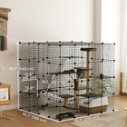 PawHut - Cage pour chat 55 po d’intérieur à 4 niveaux DIY avec plateformes et rampes-87 panneaux personnalisables permettant de créer des formes et tailles de cage sur mesure 