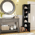 Kleankin - Armoire de salle de bain haute brillance avec porte et étagères - noir-Assemblage requis 