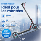 Gyrocopters - Trottinette électrique J30 pour adultes et adolescents - Vitesse 31 km/h - Autonomie 30 km - Application - Gris-Propulsé par un moteur sans balais de 350 W, le J30 offre une accélération réactive et une maniabilité fluide sur divers terrains