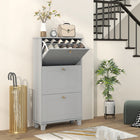 HOMCOM - Armoire à chaussures moderne avec 3 tiroirs basculants pour 12 paires - gris-Trois tiroirs basculants pouvant contenir jusqu'à 12 paires de chaussures 