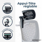 MotionGrey - Space Mesh Chair - Chaise de bureau ergonomique avec appuie-tête reglable et dossier pivotant-Dimensions du siege : 20 po L x 18 po P x 2 po H