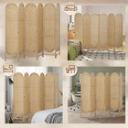 HOMCOM - séparateur de pièce autoportant tissé à 6 panneaux avec dessus arqué pour chambre - bois naturel-Idéal pour plusieurs espaces comme les salons, chambres ou bureaux  
