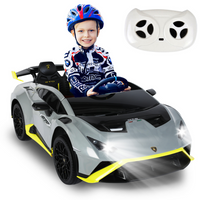 Gyrocopters - Voiture électrique pour enfants sous licence Lamborghini - Double moteur 12 V - Avec musique et télécommande - Gris-Conçu pour répondre à des normes de sécurité internationales rigoureuses — incluant les certifications ASTM, SOR, CTC, CPC, EN 55014, CPSIA, EN71 et ISED — garantissant des performances fiables et une conception sûre pour les enfants