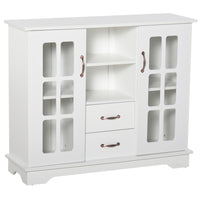 HOMCOM - Buffet de cuisine 39,4 po L avec 2 tiroirs - blanc-Le design moderne s'adapte à votre salon, salle à manger et cuisine 