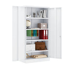Ceha - Armoire de rangement métallique BDM-180 avec étagères réglables - Blanc-Poignées fixes avec mécanisme de verrouillage sécurisé à 2 points