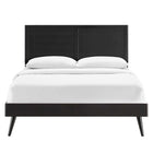 Modway - Marlee Bois Lit à plateforme complet avec pieds écartés, Noir-Tête de lit complète avec détails de vitres