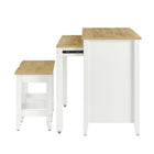 Modway - Farmstead 3 pièces Îlot de cuisine et ensemble de tabouret, Chêne Blanc-8