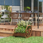 Outsunny - jardinière surélevée à 3 niveaux - carbonisée-Fabriqué avec des roues de style vintage pour devenir un point focal unique dans le jardin
