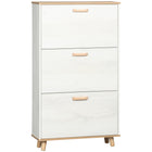 HOMCOM - Armoire de rangement pour chaussures pour 12 paires avec tiroirs basculants - blanc-La structure en panneau de particules avec des pieds en bois de pin le rend robuste et solide