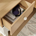 Modway - Nolia Bloc de couleurs à 2 tiroirs Table de chevet, Chêne Blanc-Base à jambe en bloc du milieu du siècle