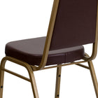 Flash Furniture – Chaise banquet empilable HERCULES à dossier trapèze, siège 2,5 po, doré, vinyle brun (FDBHF1AGBN)-Panneau arrière sans couture