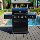 Kenmore - Barbecue au gaz à 4 brûleurs avec brûleur latéral de saisie - Noir/cuivré-Surface de cuisson principale : 425 po²