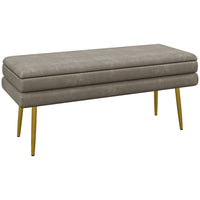 HOMCOM - Banc de rangement rembourré pour bout de lit - beige-Un rembourrage épais en mousse et une surface au toucher velours offrent une assise confortable 