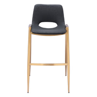 Zuo - Desi Tabouret de bar - Noir/Or - Ensemble de 2-Rembourrage moelleux et confortable