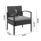 Manhattan Comfort - Ensemble de conversation moderne Noli pour patio, 4 personnes, avec table basse - Noir et gris - Ensemble de 4-Table basse avec plateau en verre trempé intégré de 5 mm